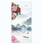 山水画牡丹