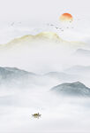 竖幅新中式山水画