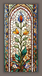 蒂凡尼教堂彩绘百合染色玻璃图案