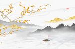 新中式手绘花鸟背景墙