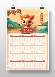 喜庆2024龙年新年挂历日历