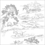 白描古建图