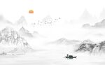 旭日东升山水背景墙
