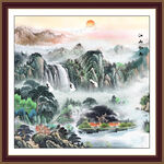 国画江山如画装饰画 
