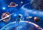 银河宇宙星球太空陨石宇航员背景
