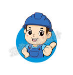 卡通小蓝工人矢量头像素材版