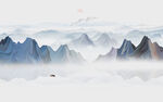 抽象水墨山水画背景墙