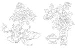 白描花瓶 