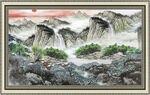 聚宝盆山水画 