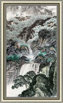 聚宝盆山水画 