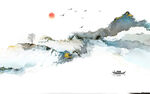 新中式抽象水墨山水画