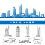 无锡地标建筑江苏无锡城市剪影