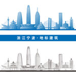 宁波地标建筑浙江宁波城市剪影