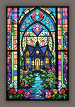 欧陆风情蒂凡尼教堂彩色玻璃图案