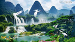 瀑布风景画