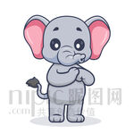 可爱卡通大象握拳