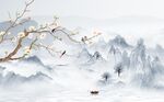 新中式山水背景墙