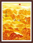 金色玄关万里长城山水画 