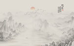 新中式山水画电视背景墙壁画
