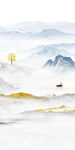 新中式石纹山水玄关背景
