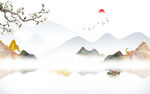 新中式水墨山水背景