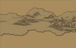 原创新中式禅意山水浮雕线条背景