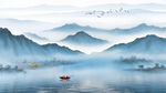 蓝色山水画