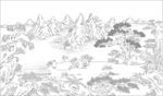 白描山水