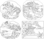 白描古村庄