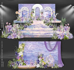 紫色油画风婚礼