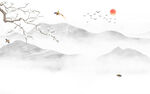 新中式石纹水墨山水