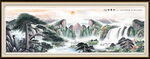 江山如画迎客松山水画 