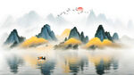 新中式水墨山水背景