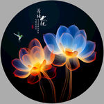 荷花晶瓷画