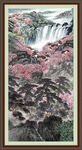 瀑布山水画