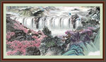 瀑布山水画