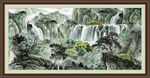 瀑布山水画