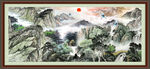 瀑布山水画 
