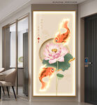 国潮锦鲤荷花好运连连装饰画