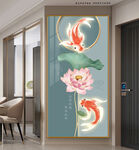 国潮锦鲤荷花吉祥如意玄关装饰画