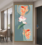 国潮锦鲤荷花顺风顺水装饰画