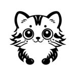 可爱卡通宠物猫咪矢量剪影
