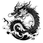 龙年矢量线描剪影设计