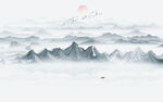 抽象水墨山水画背景墙