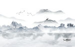 新中式石纹水墨山水背景