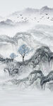 新中式石纹水墨山水玄关背景