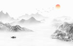 新中式石纹水墨山水背景