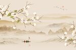 中式山水花鸟背景墙