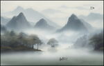 招财山水画 