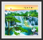 迎客松山水